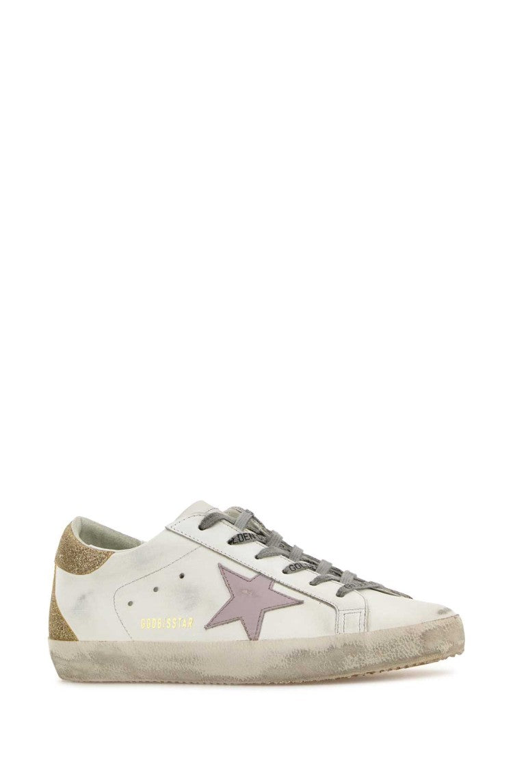 Golden Goose Distressed White Leather Super Star Classic Sneakers