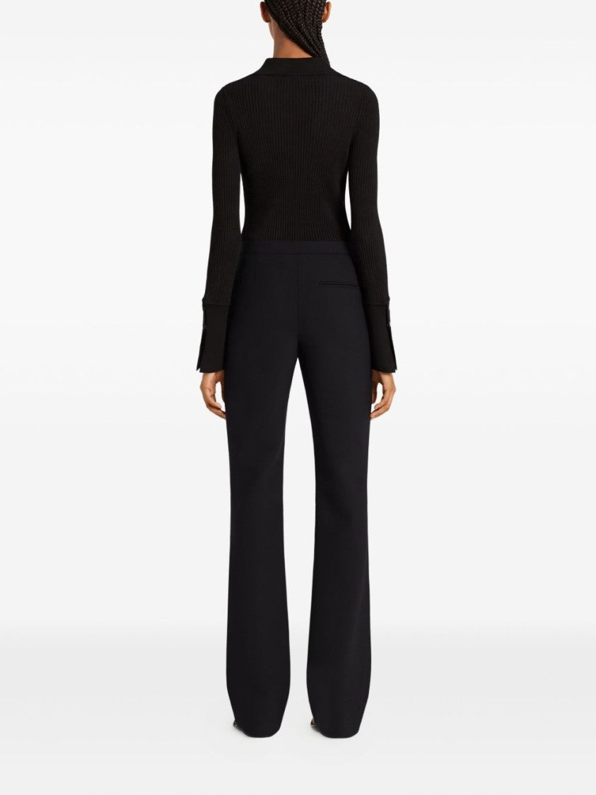 Courrèges Fitted Ribbed Long-Sleeve Top With Unique Collar