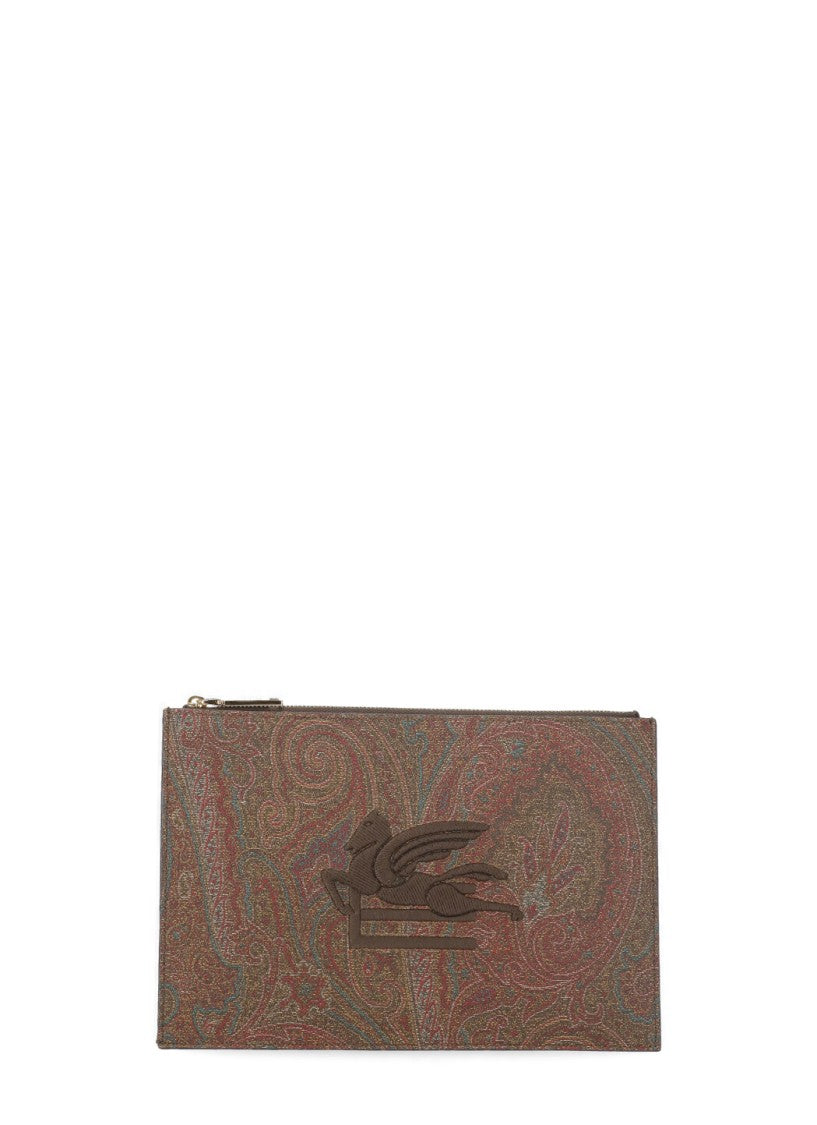 Etro Rectangular Brown Paisley Pochette