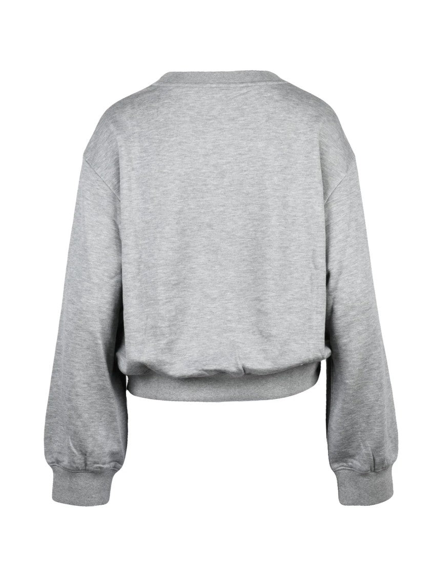 Miss Sixty Grey Textured Graphic Print Cotton-Blend Sweatshirt