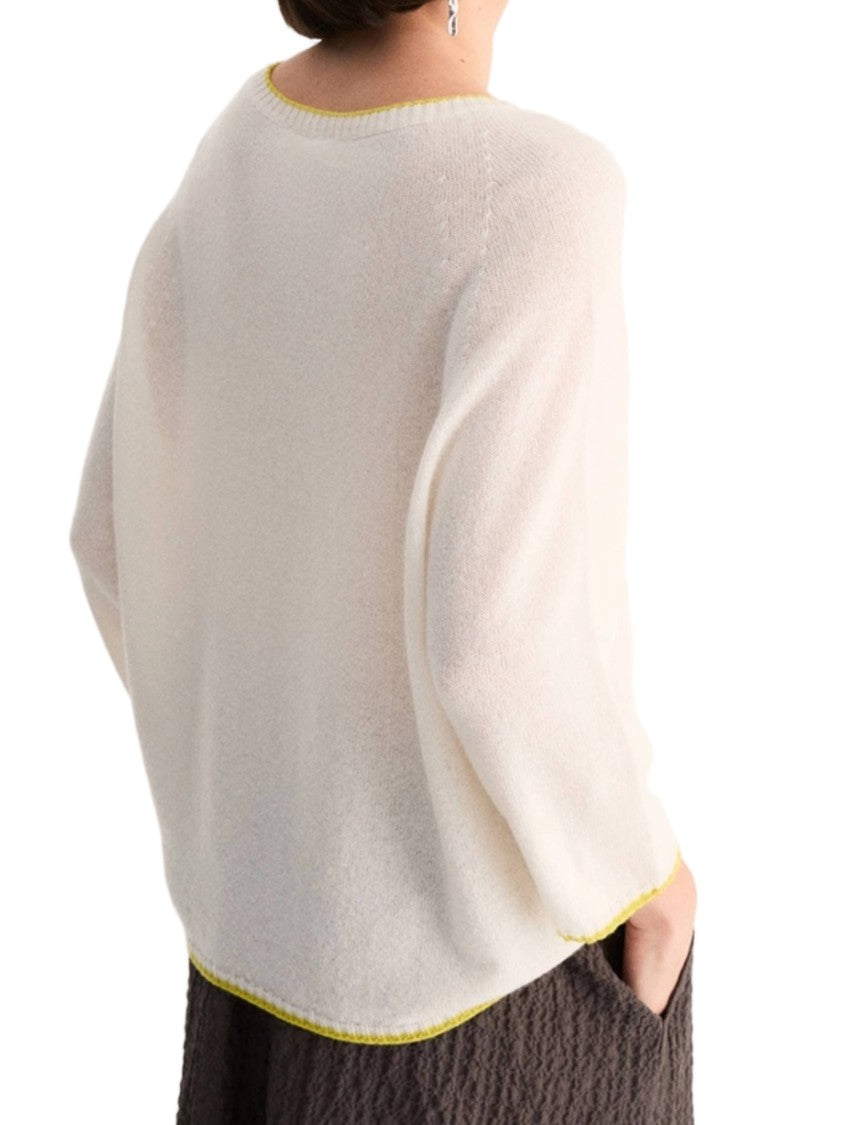 Biancalancia Boxy White Yellow Edging Knit Sweater