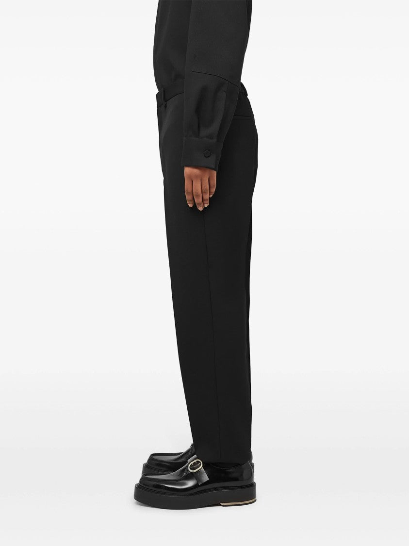 Jil Sander Black Tapered Wool Gabardine Trousers