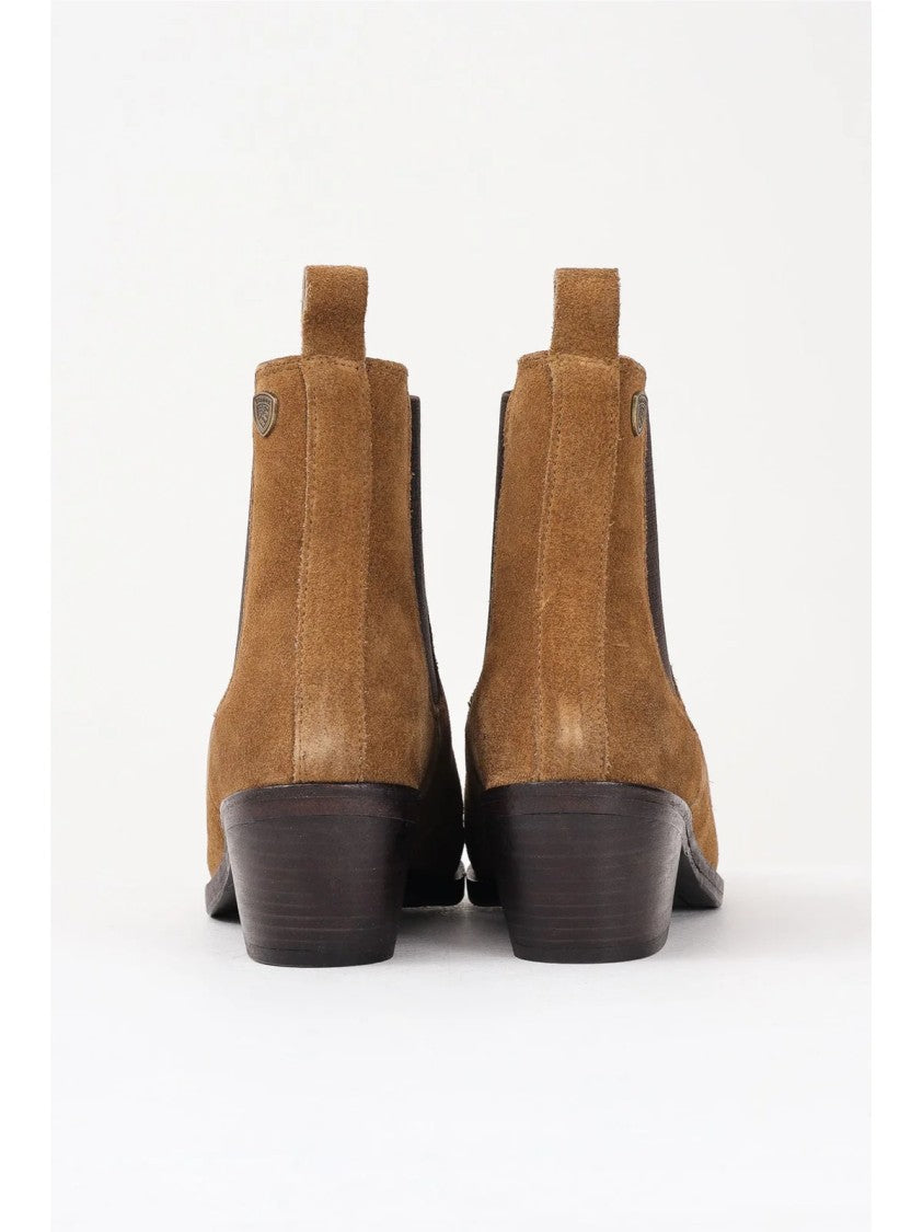 Blauer Ankle Boots In Soft Cognac Leather With Stacked Heel