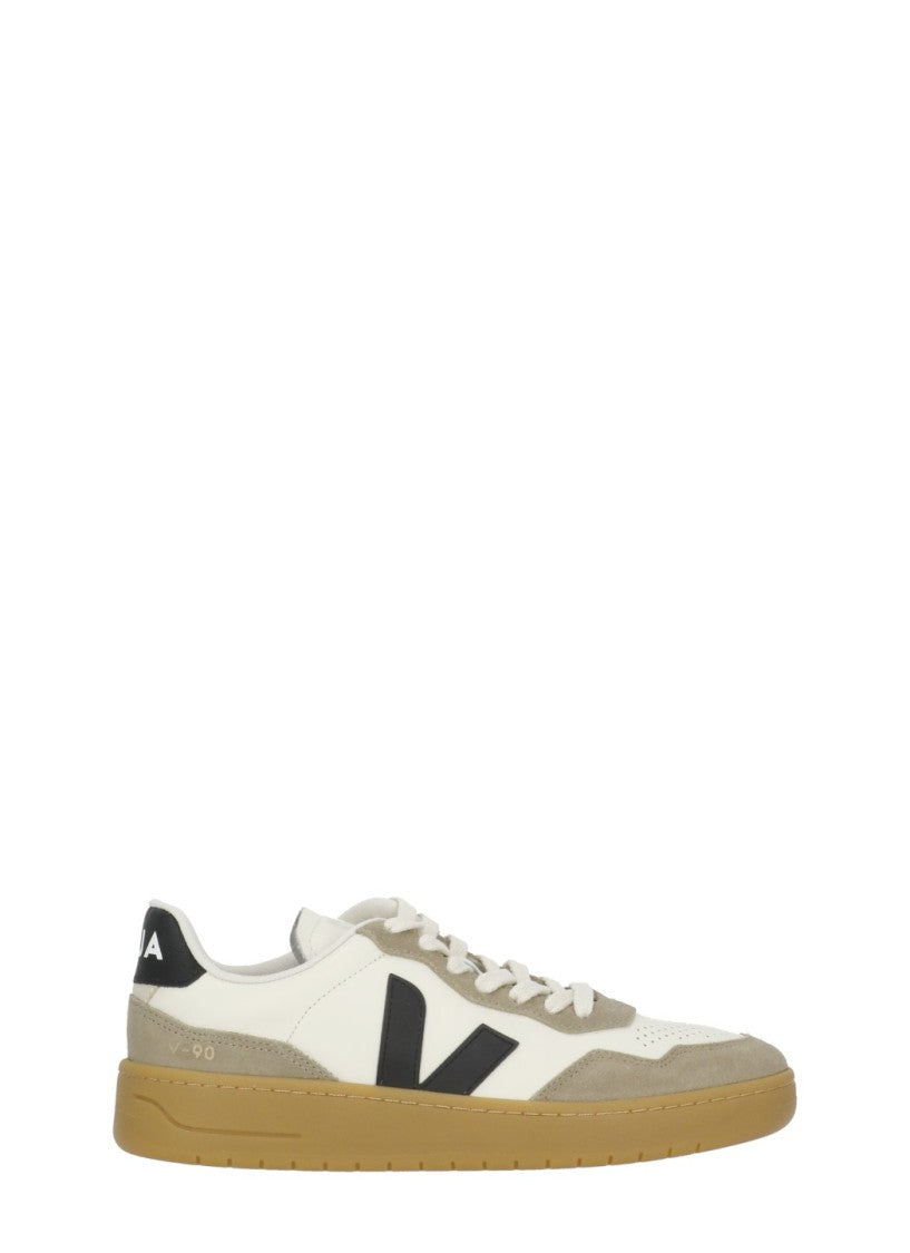 Veja V-90 White Suede Low-Top Sneakers