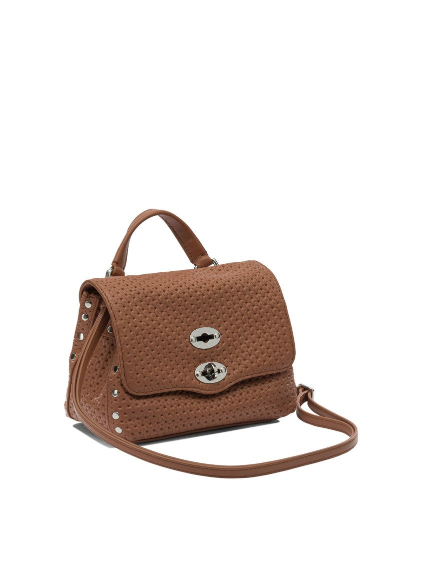 Zanellato Structured Textured Leather Shoulder Bag With Woven Pattern