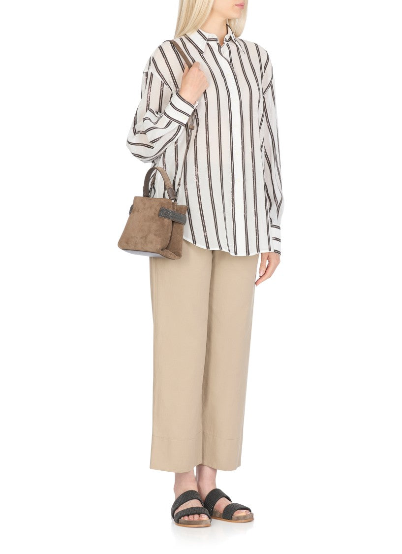 Brunello Cucinelli Suede Leather Shoulder Bag