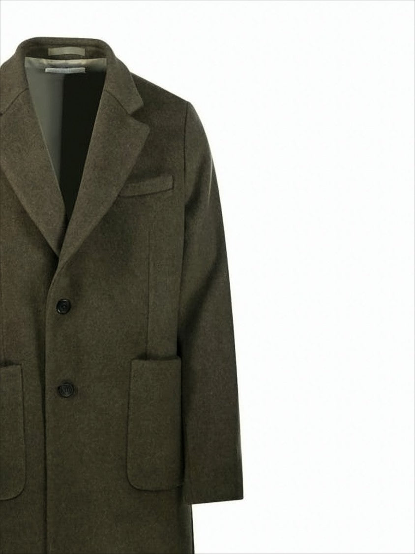 Our Legacy Textured Wool Blend Coat With Structured Lapel