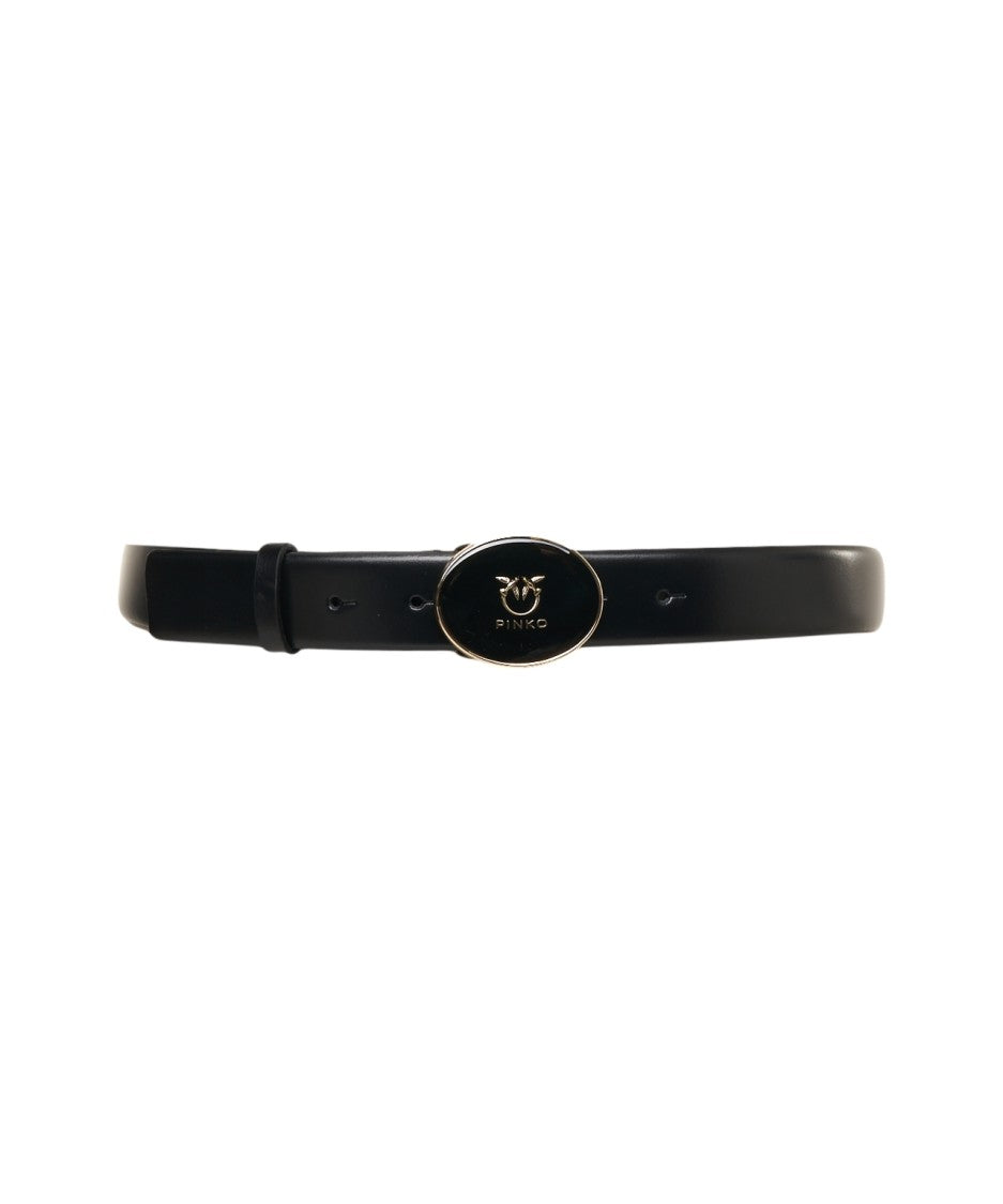 Pinko Refined Black Leather Belt
