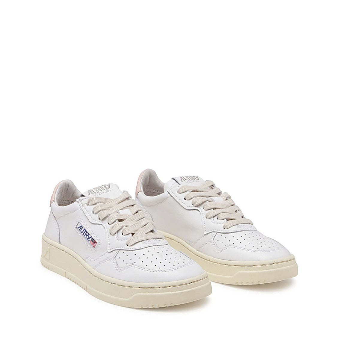 Autry White Leather Contrasting Heel Sneakers