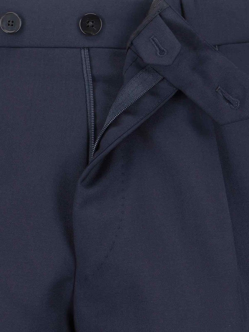 Caruso Double-Breasted Suit In A Dark Blue Wool
