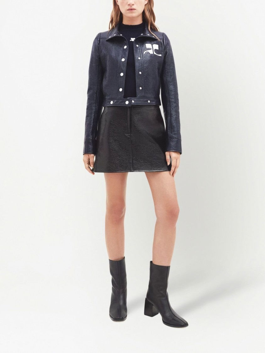 Courrèges Glossy Silk-Blend Structured Cropped Jacket
