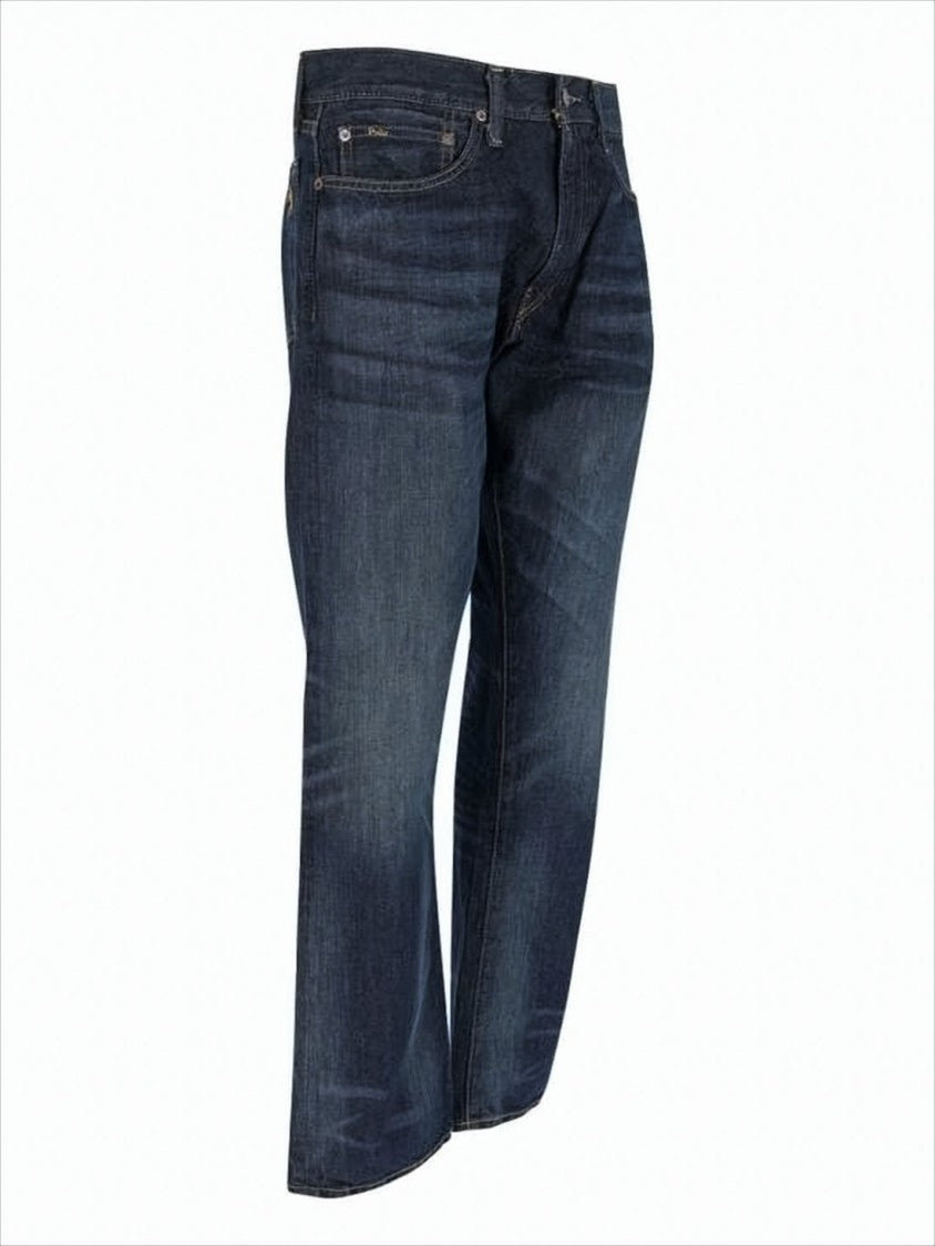 Polo Ralph Lauren Classic Five-Pocket Denim Pants With Leather Accents