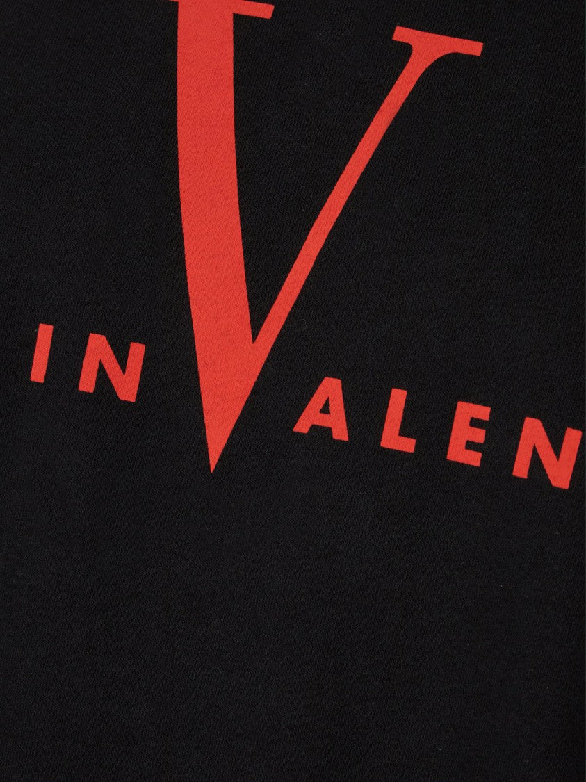 Valentino Black Short-Sleeve Red Graphic Cotton T-Shirt