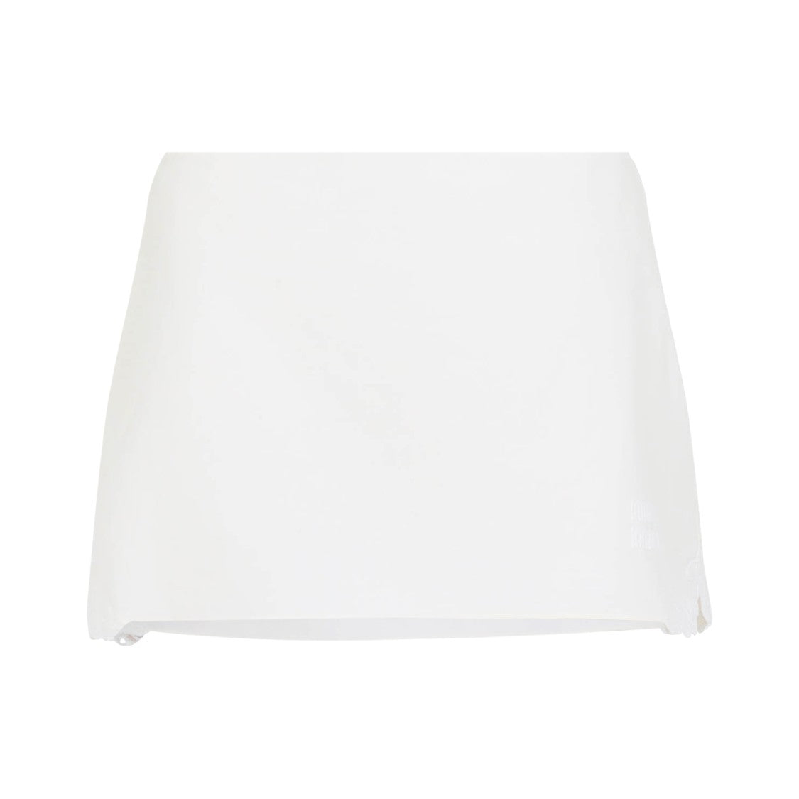 Miu Miu Linen-Cotton Blend Skirt With Embroidered Hem Detail