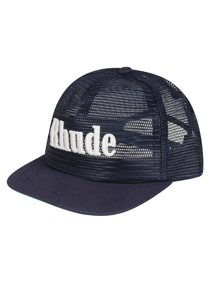 Rhude Black Logo Mesh Embroidered Polyester Baseball Cap