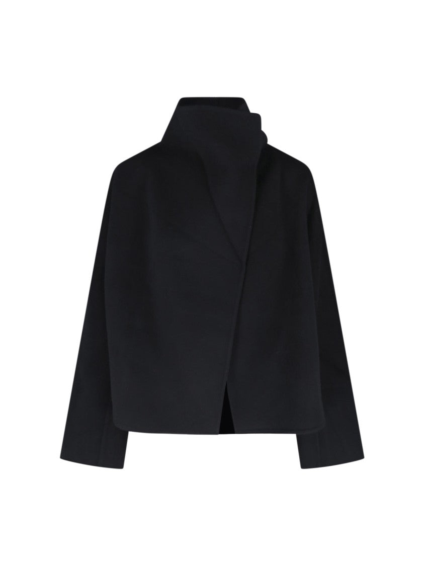 Almada Structured High Collar Cashmere-Wool Coat With Side Pockets