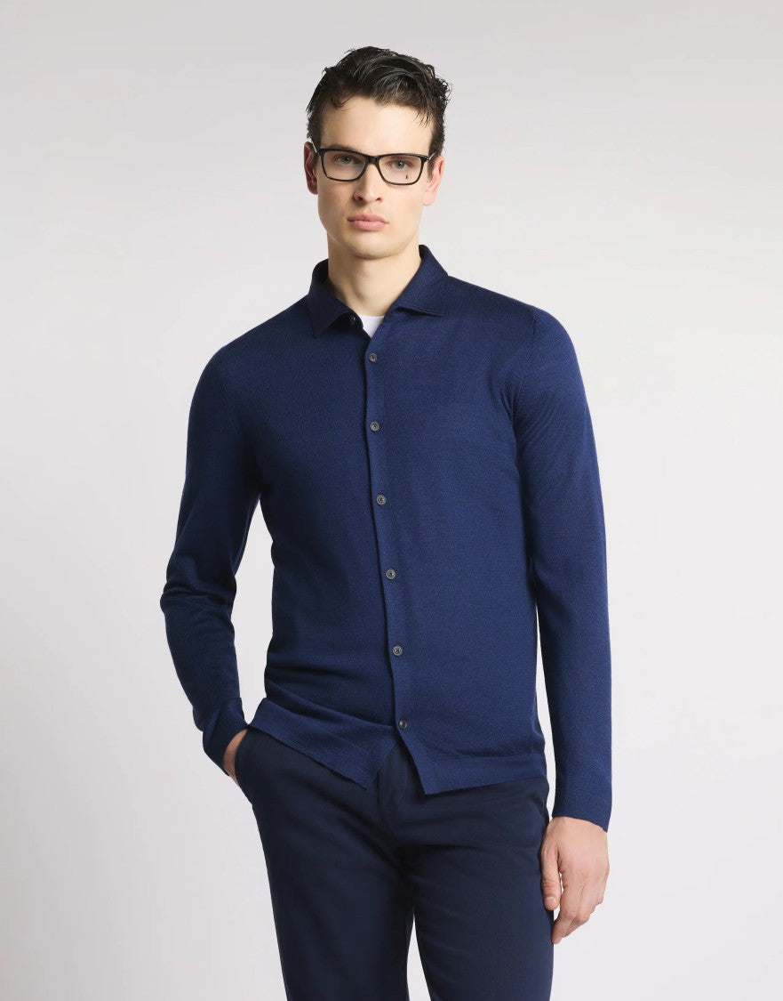 Fay Exclusive Royal Blue Cardigan With Wool-Silk Blend