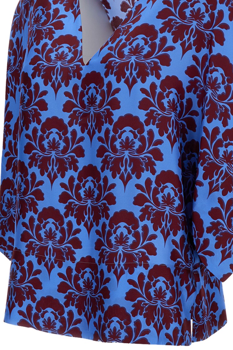 Alberto Biani Boxy Light Blue Silk Blouse