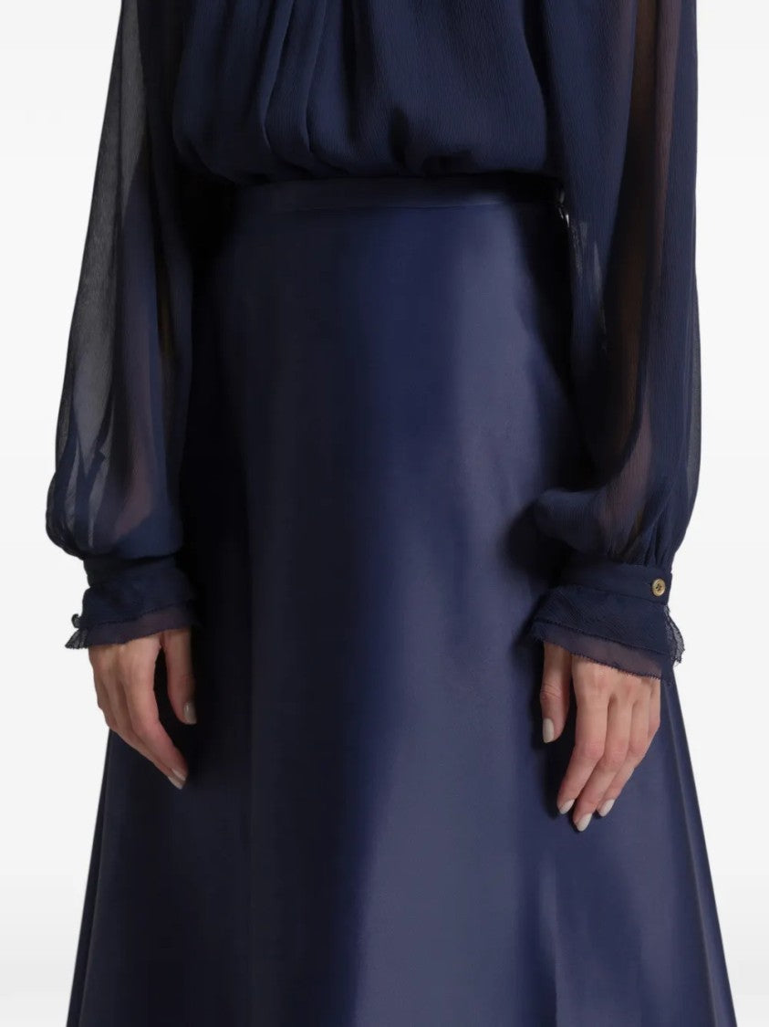 Alberta Ferretti Smooth Organza Midi Skirt With High Waist