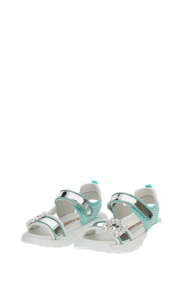 Roger Vivier White Sandals With Crystal Embellished Straps