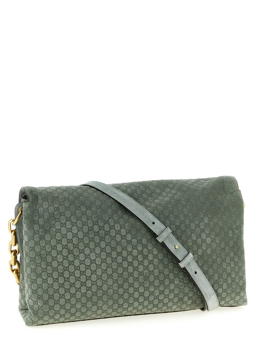 Gucci Gg Large Suede Shoulder Bag