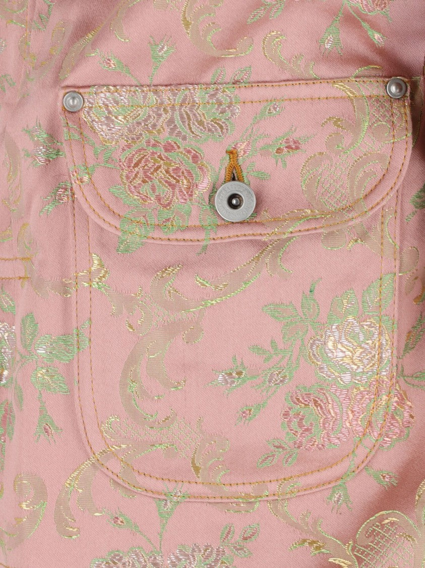 Junya Watanabe Pink Floral Jacquard Damask Cropped Jacket