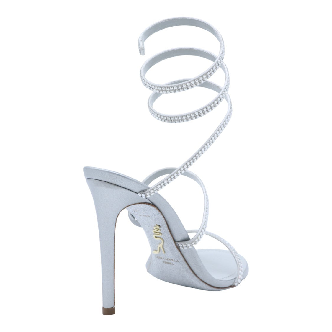 René Caovilla Refined Metallic Silver Sandals With Minimalist Silhouette
