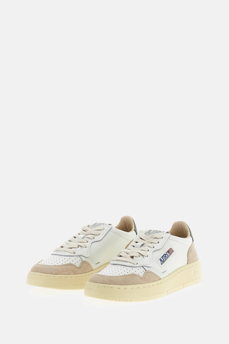 Autry Medalist Low Suede-Trim Leather Sneakers