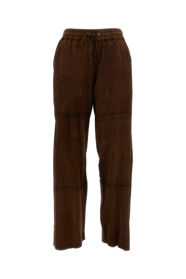 Parosh Brown Suede Trousers With Elastic Waistband