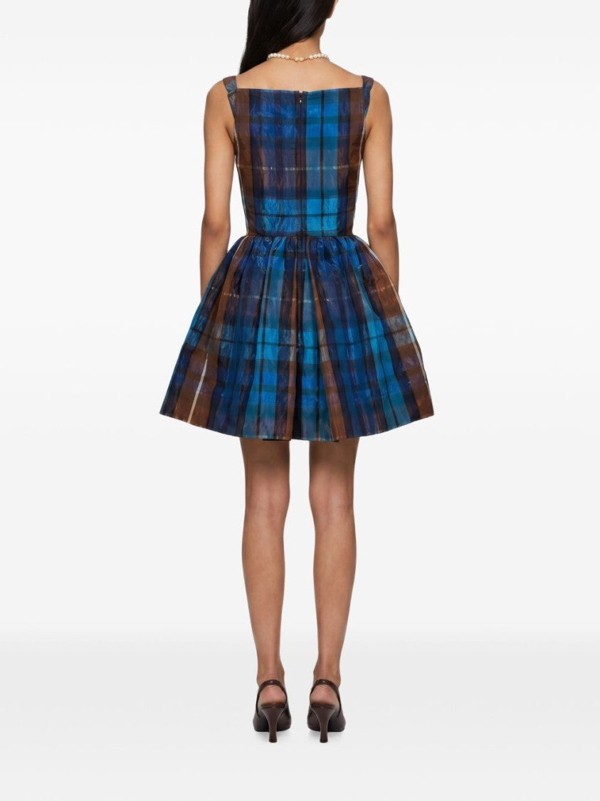 Vivienne Westwood Structured Mini Dress With Asymmetrical Neckline And Plaid Pattern