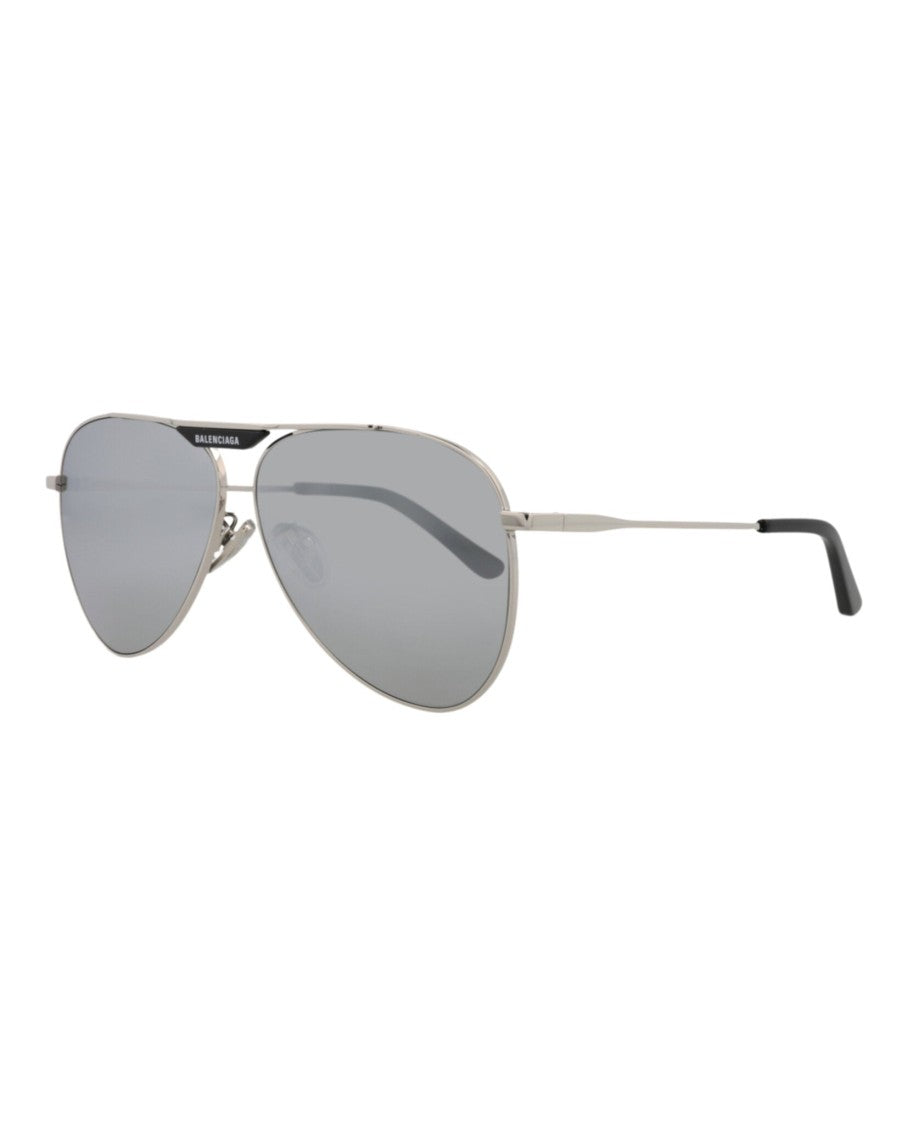 Balenciaga Aviator-Frame Metal Sunglasses With Reflective Lenses And Double Bridge