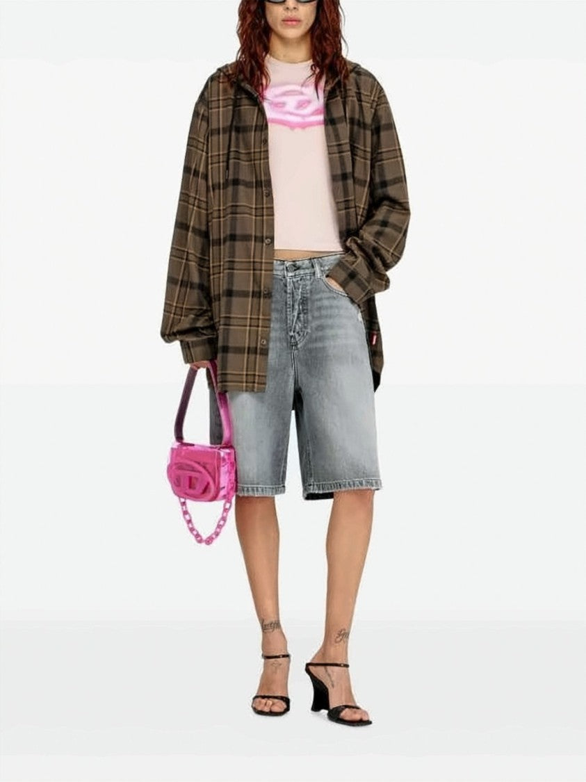 Diesel Knee-Length Distressed Denim Shorts With Classic Five-Pocket Design
