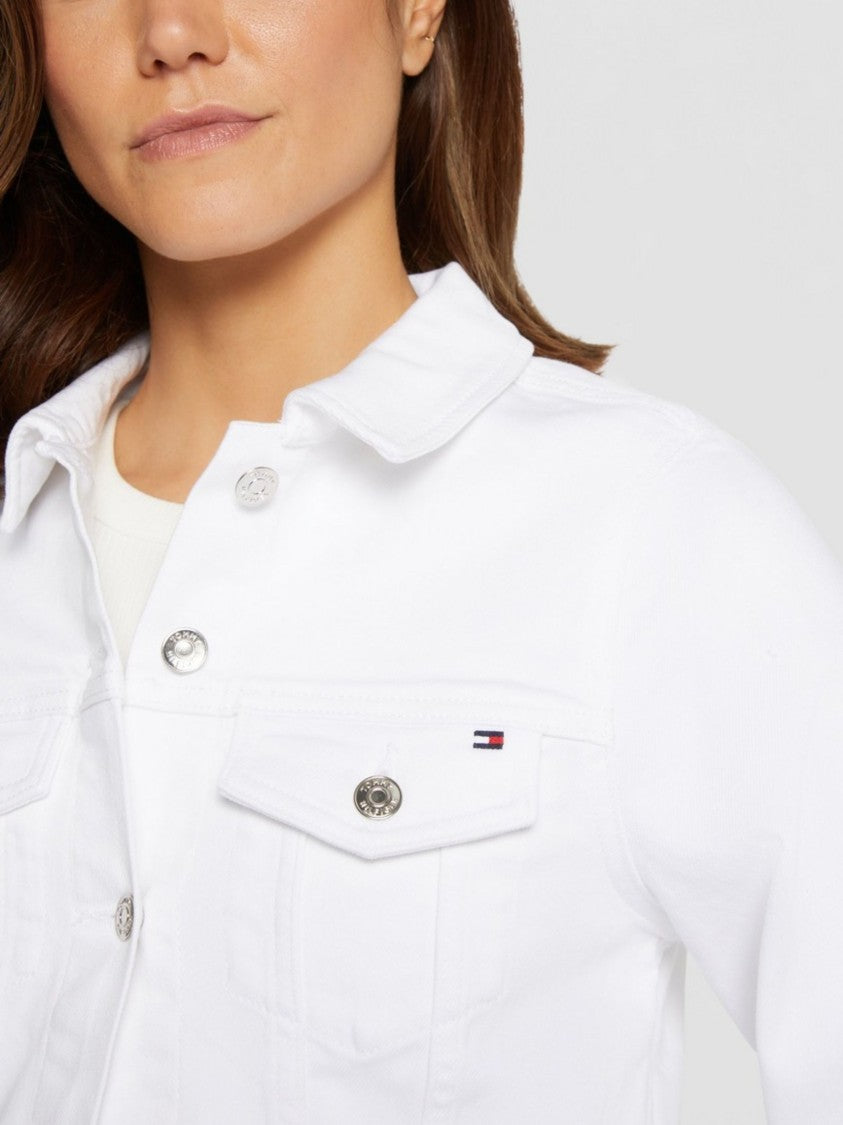 Tommy Hilfiger White Cropped Denim Flap Jacket