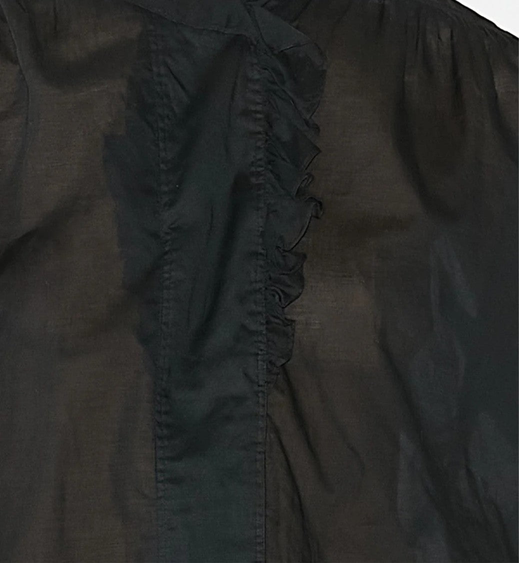 Isabel Marant Flowing Black Cotton Tunic With Ruffle Detailing
