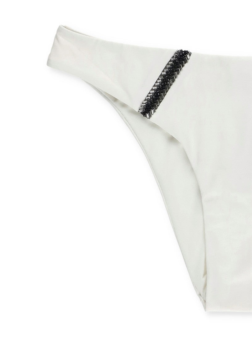 Miss Bikini White Beads Bandeau Bikini Set
