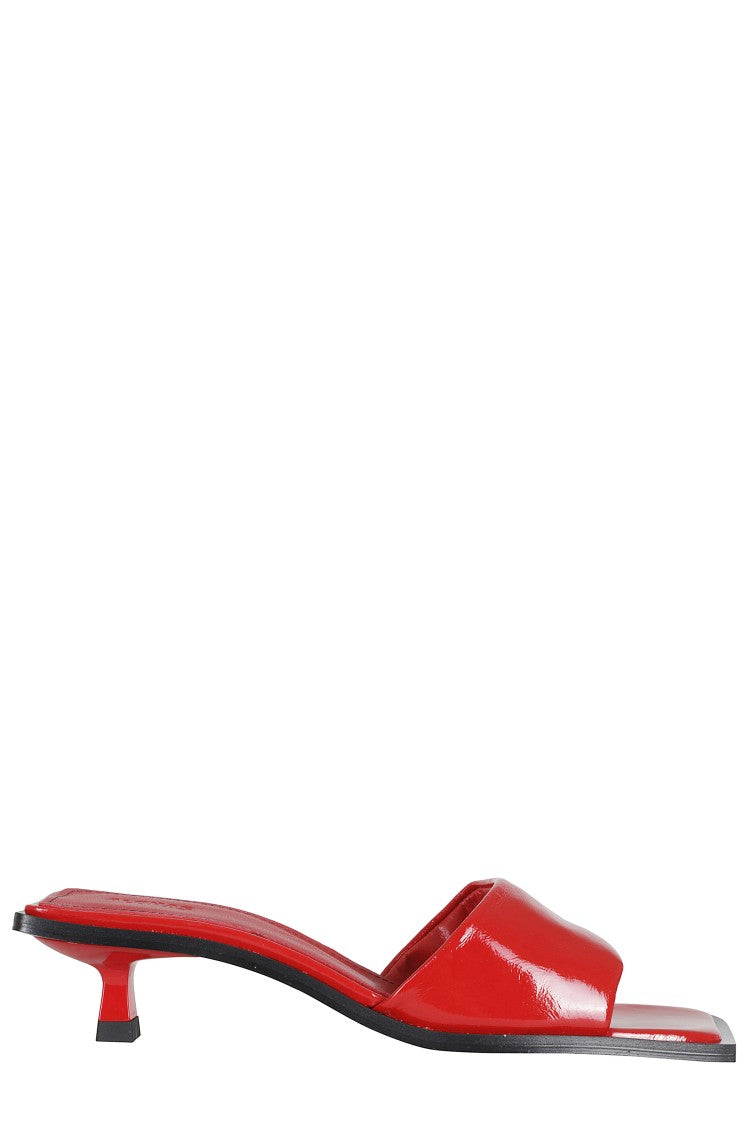 Alohas Red Kia Square-Toe Leather Mules