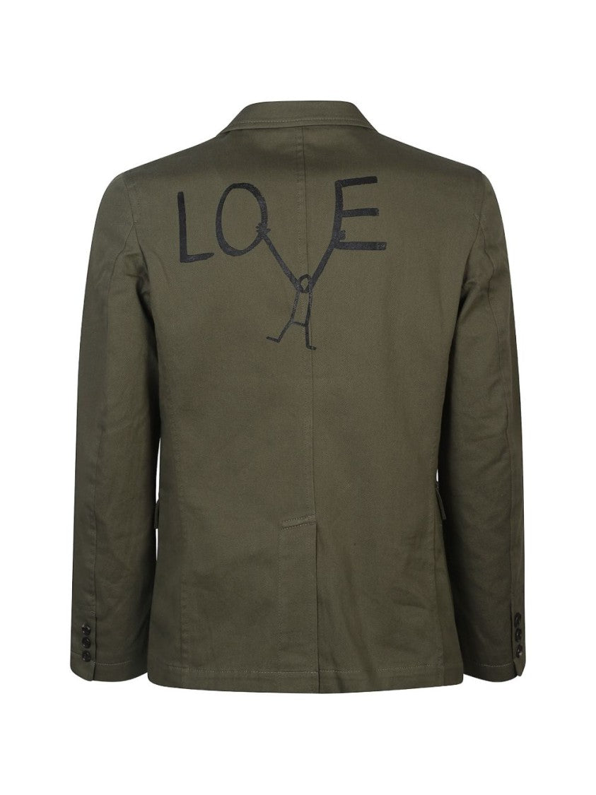 Comme Des Garçons Olive Green Cotton Printed Jacket