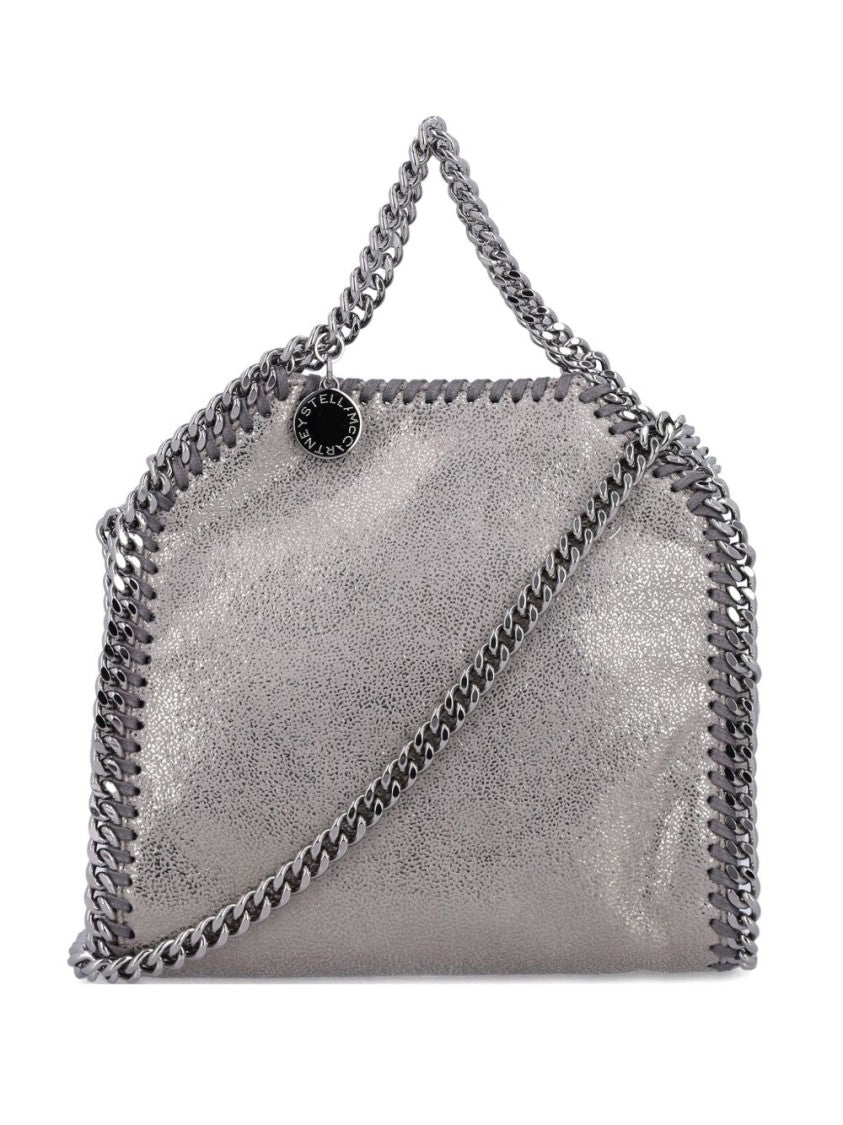 Stella Mccartney Silver-Tone Grey Bag With Decorative Stitching And Chain Strap