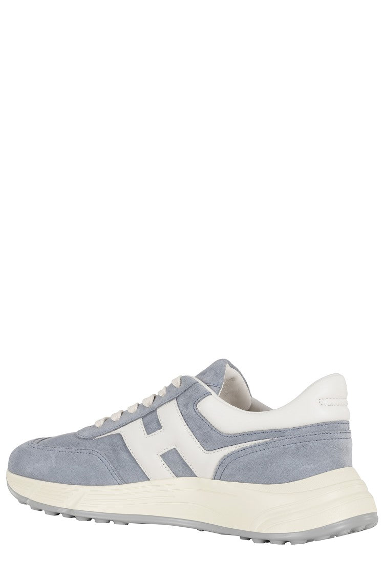 Hogan Denim Blue Hyperlight Laced Embossed-H Leather Sneakers