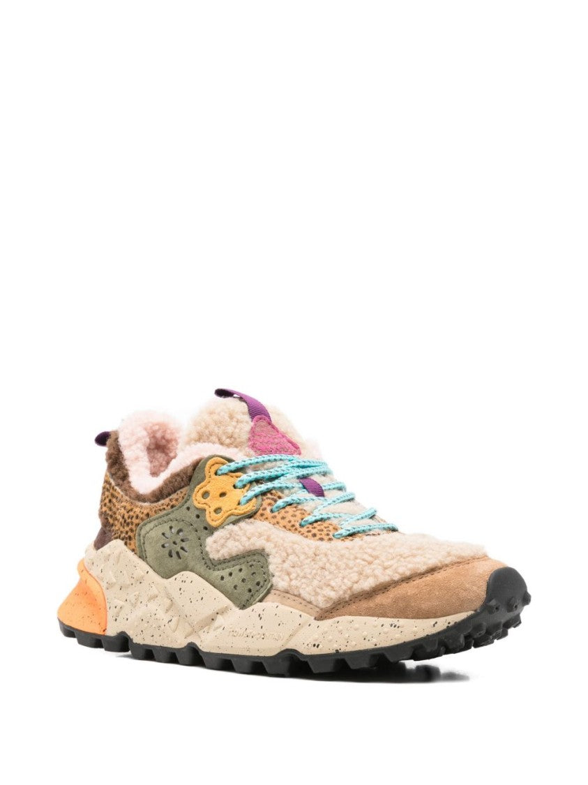 Flower Mountain Textured Shearling And Suede Sneakers