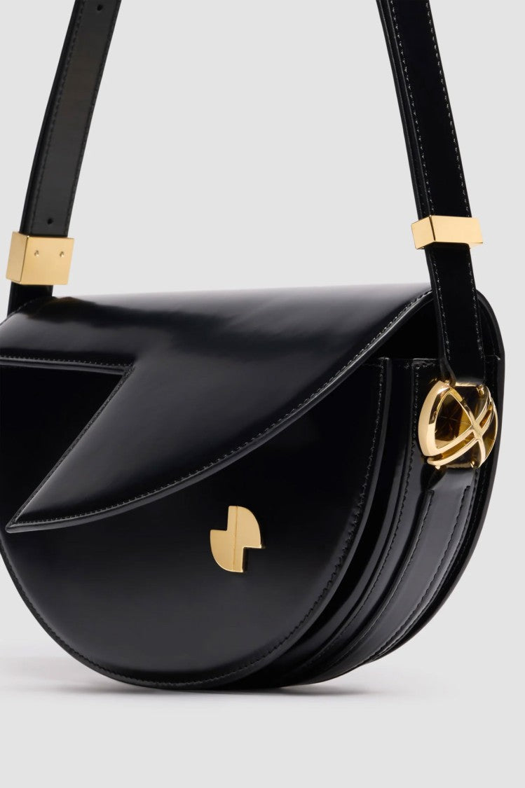 Patou Glossy Half-Circle Leather Handbag