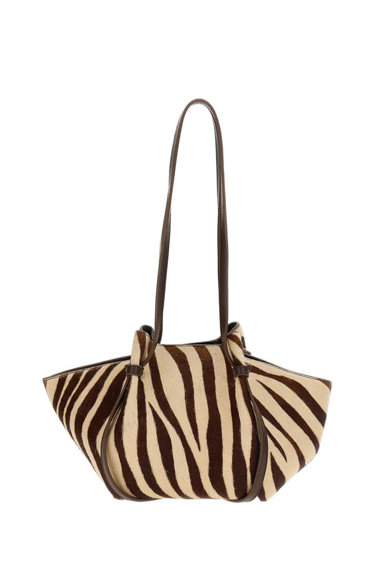 Yuzefi Zebra Print Mochi Pony Leather Tote Bag