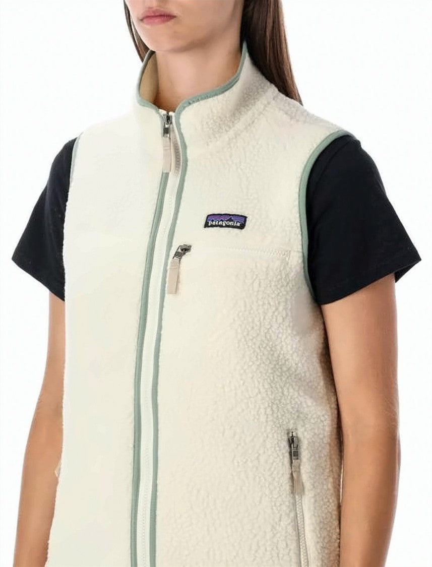 Patagonia Textured Fleece Vest With High Collar And Zippered Pockets