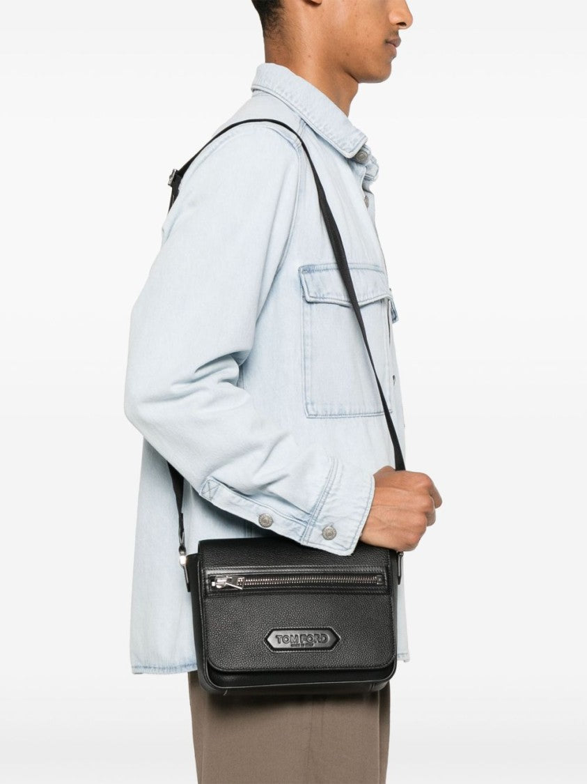Tom Ford Grained Calf Leather Messenger Bag