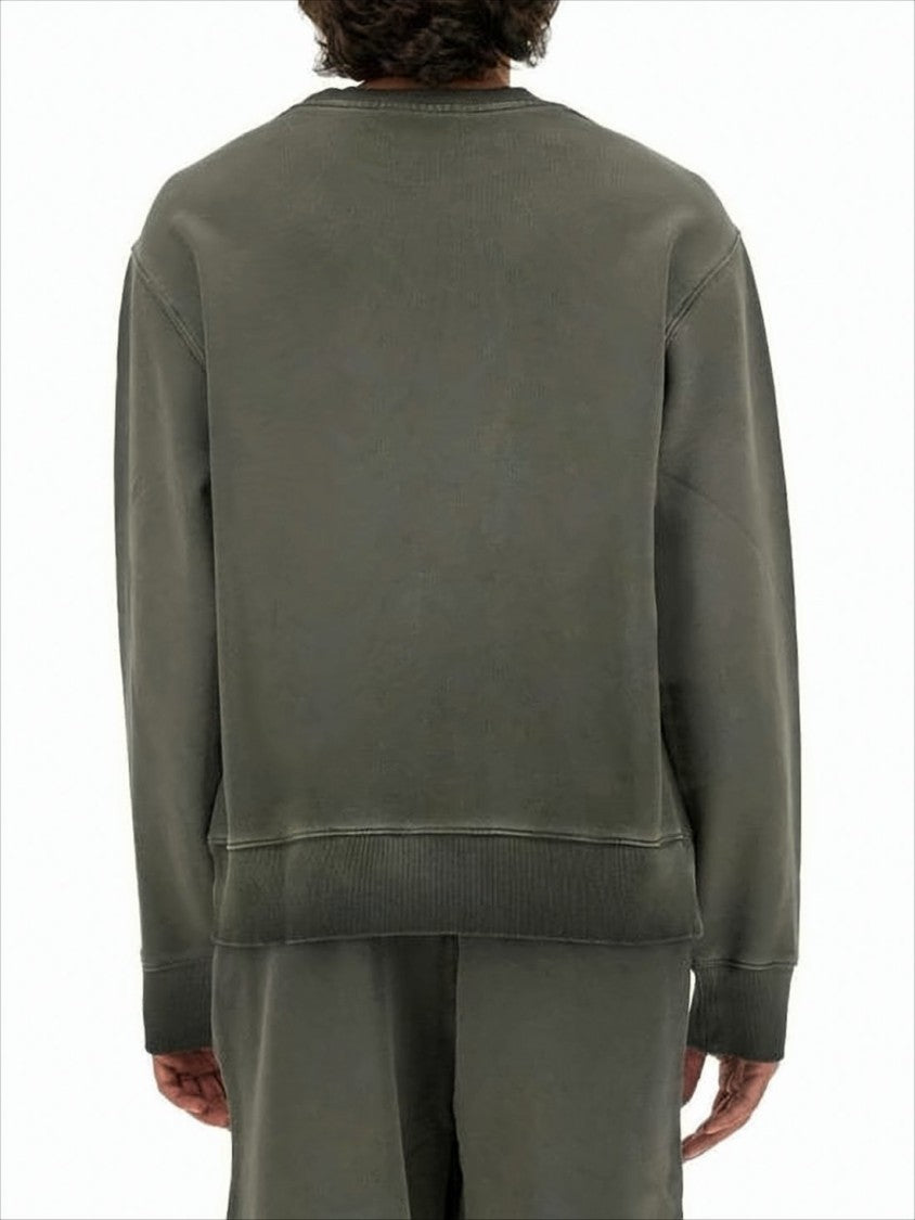 Msgm Relaxed Fit Grey Long-Sleeve T-Shirt With Ribbed Cuffs