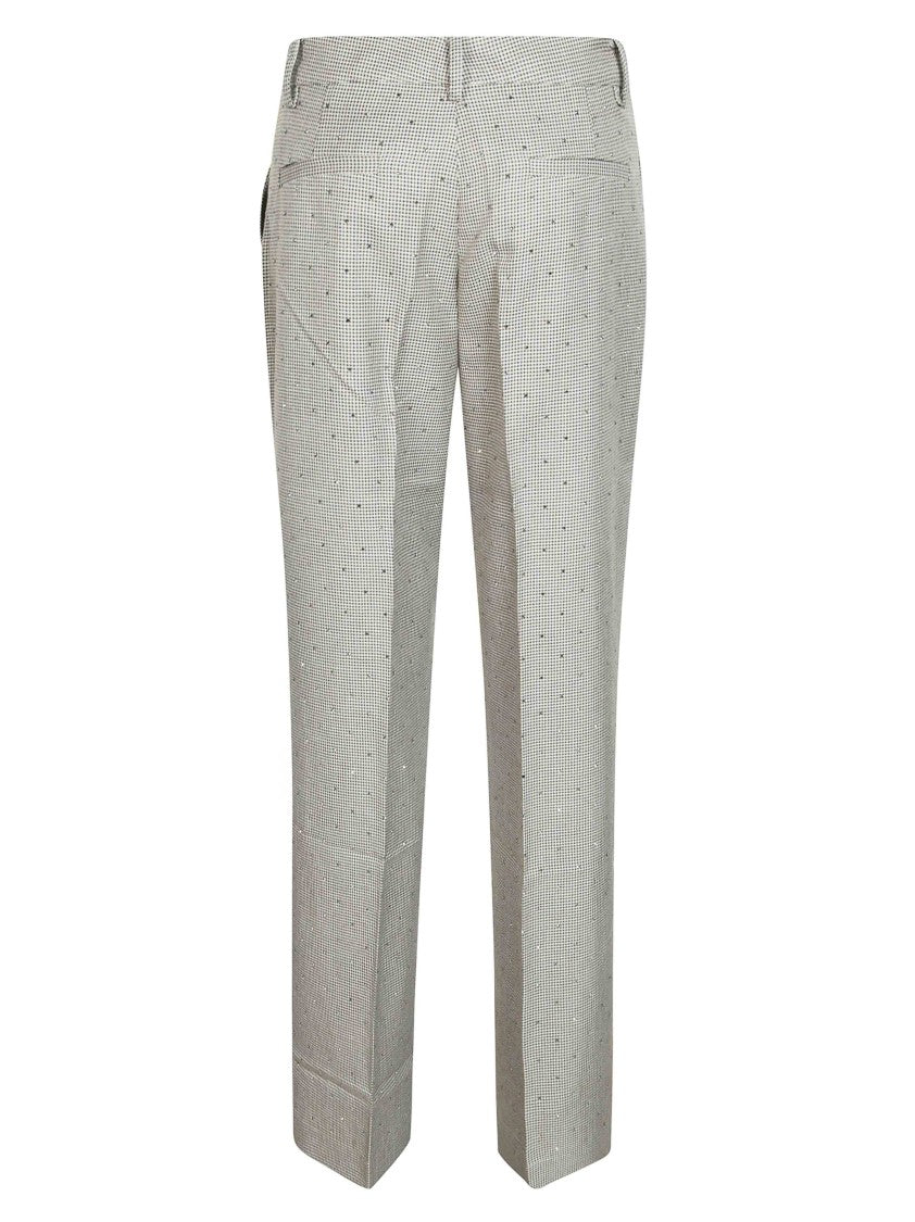 Parosh Pied-À-Poule Strass Straight-Leg Pants