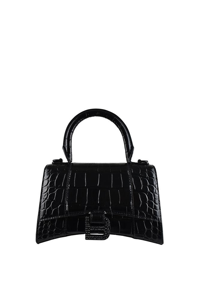 Balenciaga Black Crocodile Leather Hourglass Xs Handbag