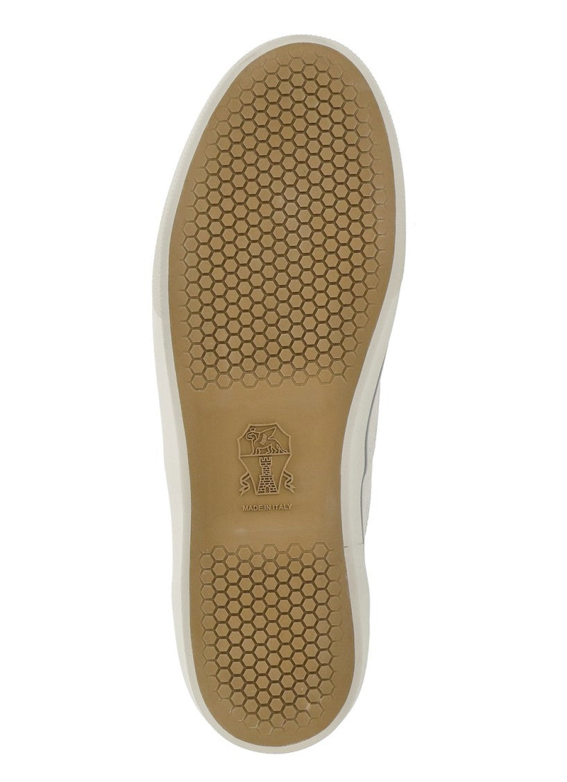 Brunello Cucinelli Ivory Suede Leather Laced Sneakers