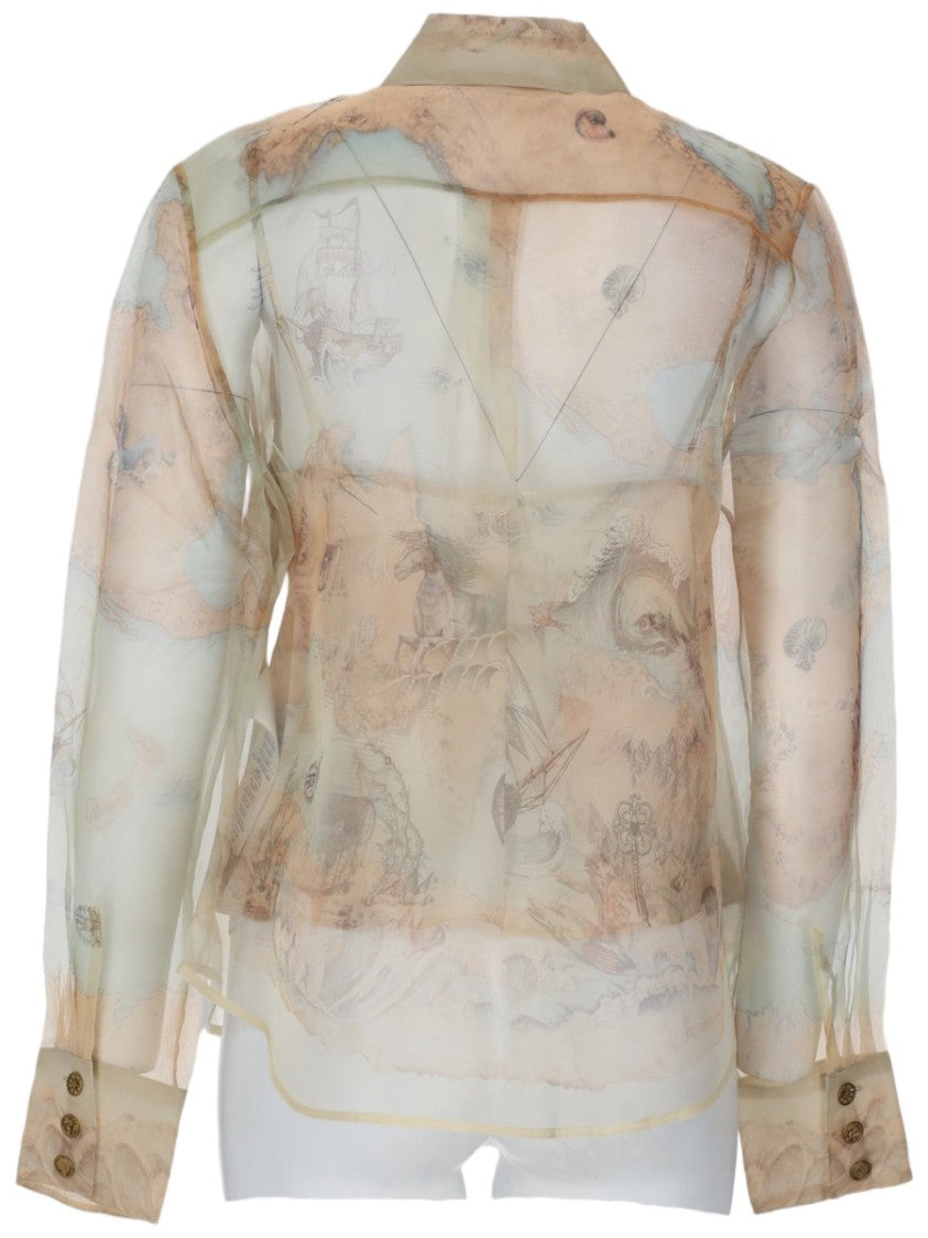 Zimmermann Sheer Lightweight Silk Shirt With Vintage-Inspired Print
