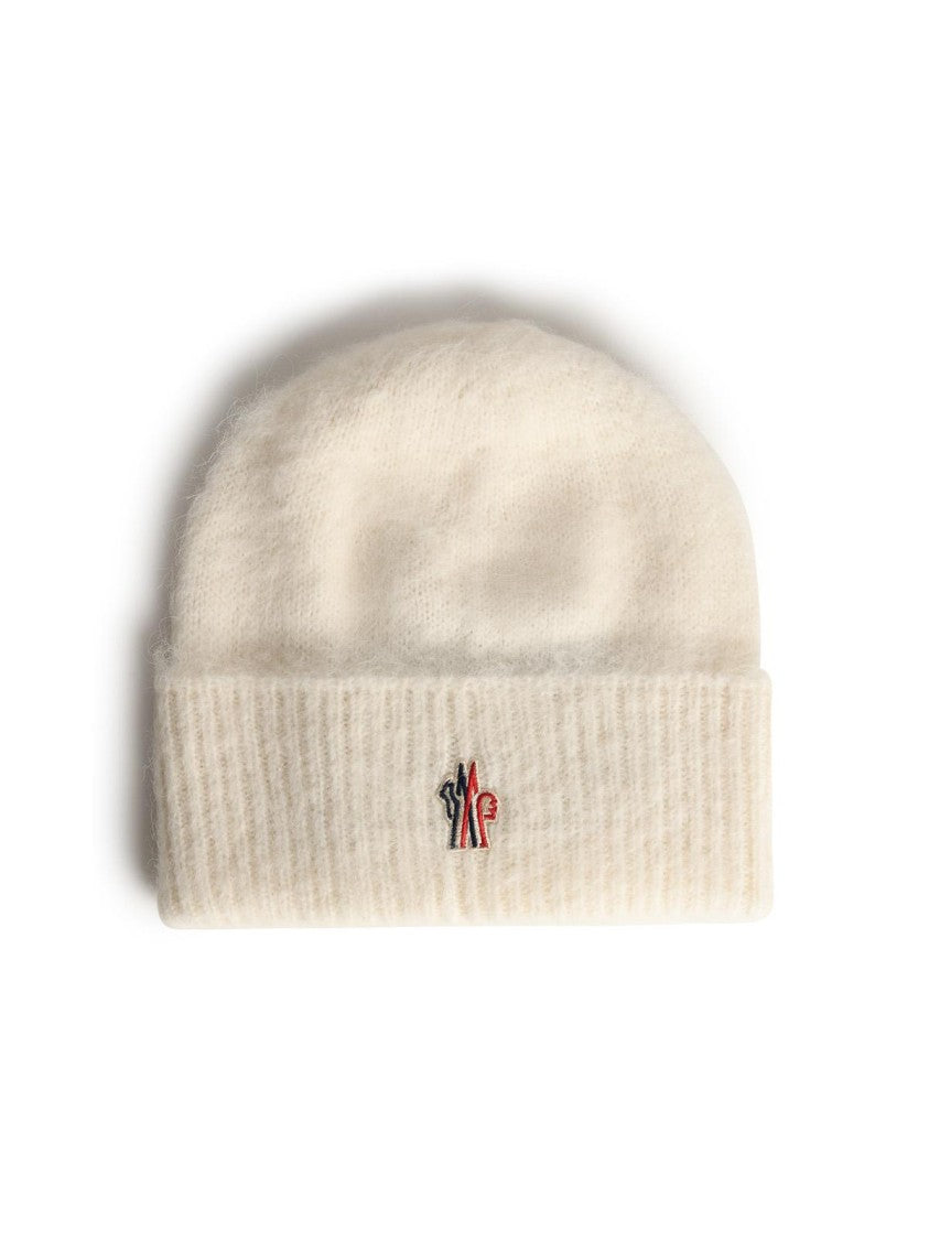 Moncler Grenoble Tricot Beanie In Alpaca And Ivory Wool